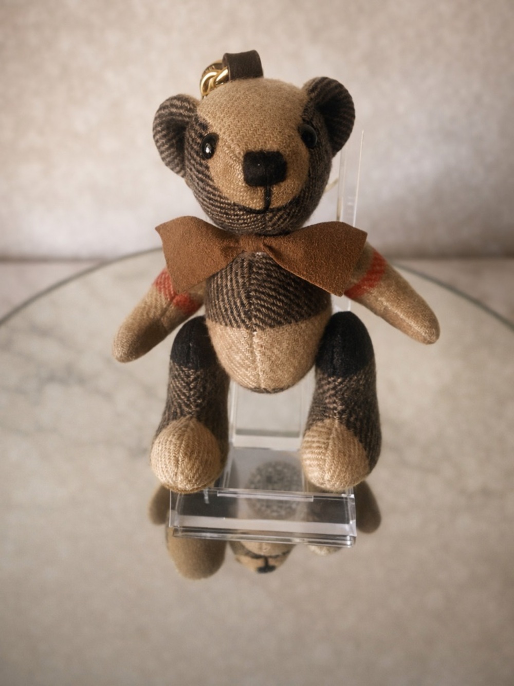 Authentic Burberry Thomas Bear Bag Charm/Keychain Check Pattern w/COA